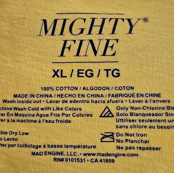 MIGHTY FINE T "BE IN THE PRESENT MOMENT" SZ XL YELLOW NWOT - Picture 5 of 5